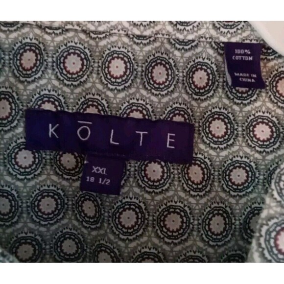 Kolte Men's Shirt Size XXL 18.5 Long Sleeve Button Geometric Cotton - Picture 2 of 8